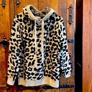 LOFT Leopard Hoodie Sweater Like New
